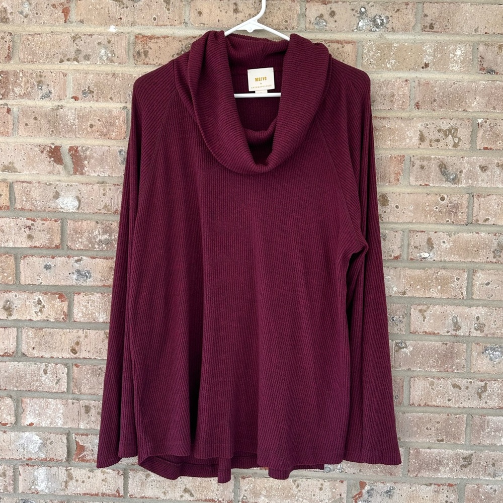Anthropologie Maeve burgundy cowl neck sweater